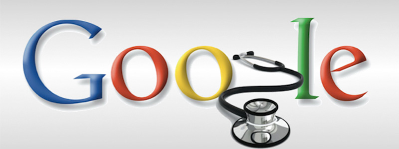 Símbolo do google com estetoscópio médico